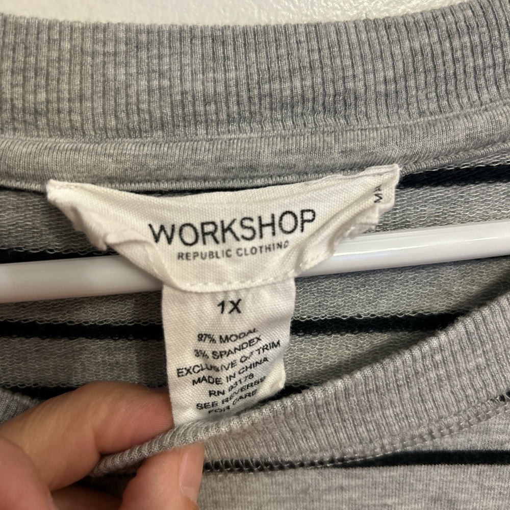 ✨ 5 for $50✨ Workshop Republic Clothing Gray and Black Striped Top - Picture 2 of 3